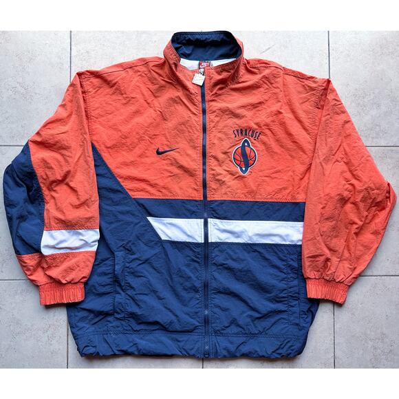 Syracuse Orange 1996 NIKE Team windbreaker jacket L navy NCAA basketball vintage - Picture 3 of 14